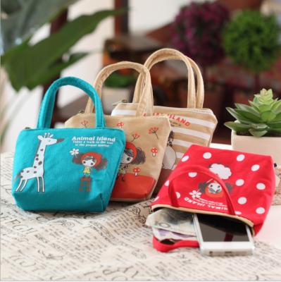 China Wholesale Korean cute pula girl hand carry canvas coin purse cartoon cute cloth key bag coin bag for sale