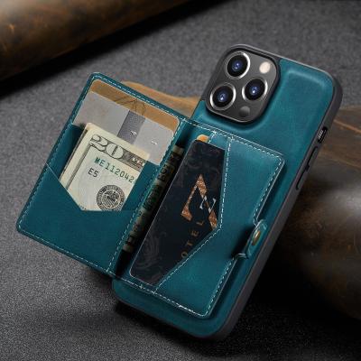 China Anti-fall for iPhone 13 pro luxury wallet case, detachable leather magnetic tri case case for iPhone 13 pro for sale