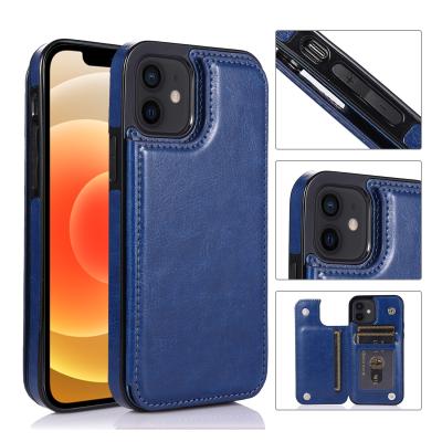 China Protect Magnetic Stand Cover Mobile Phone Business Style PU Wallet Card Slot Leather Case For iPhone 12 Series 2020 for sale