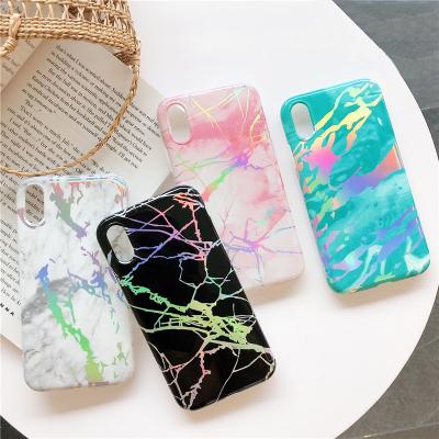 China Luxury Shiny Surface Marble Texture Shockproof Laser TPU Soft Mobile Phone Case For iPhone X XR XS Max 11 Pro for sale