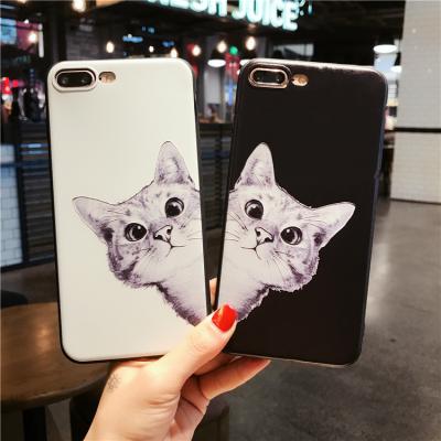 China Cute Drawing Cover Silicon TPU Cat Picture Back Phone Case Protective Creative Color For Apple Iphone 8 plus for sale