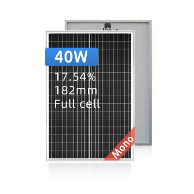 China 40W outdoor portable black singleldouble glass monocrystalline charger module home camping CC-QN040M-32 solar panel 182mmx182mm for sale