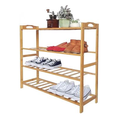 China European KD Style Original Wooden Entryway Furniture Bamboo Shoe Rack for sale