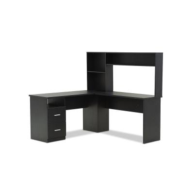 China Good Quality Wholesale Wood L Shape Computer Desk KD Table With Shelf For Home for sale