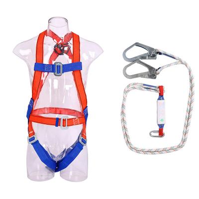 China High Strength Protective Equipment Outdoor Climbing Full Body Fall Protection Safety Harness With Shock Absorbing Lanyard for sale