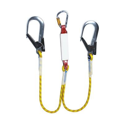 China Aerial Work High Strength CE Certified Electrician Rock Climbing Double Hook Safety Rope for sale