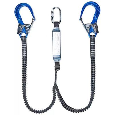 China High Strength High Quality Aerial Work Double Meta Hook Fall Protection Safety Lanyard for sale