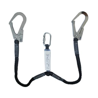 China High Quality High Strength Aerial Work Buffer Bag Fall Protection Fall Arrest Safety Rope Lanyard With Hook for sale