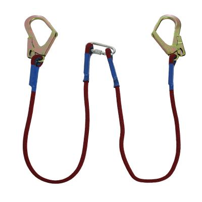 China Outdoor Rescue Polyester High Altitude Working Double Hook Aerial Work Wear-resistant Shock Absorbing Lanyard for sale