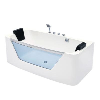 China Eco-Friendly Material Cheap Bathtub Clear Acrylic Water I Air Massage Hydraulic Whirlpool Bathtub For 1 Person for sale