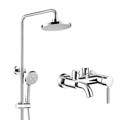 China With High Quality Slide Bar Bath Rainfall Column Indoor Bathroom Mixer Set Chrome Shower Tub Faucets Tub Faucet Shower Faucet In Bath for sale