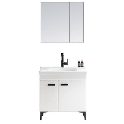 China Hot Selling White Bath Vanity Furniture Cabinets Eco-friendly 39 Inch Small Bathroom Vanity Apartment Use Toilet Laundry Cabinet Vanity for sale