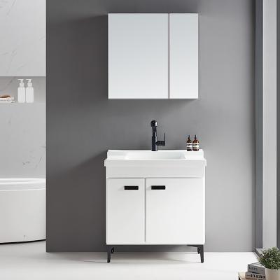 China Eco-friendly Morden foor mounted luxury bathroom+vanities washbasin mirror sink laundry cabinet for home for sale