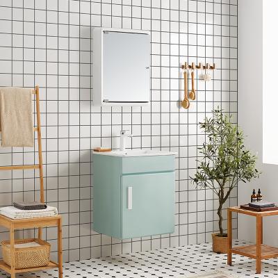 China Eco-friendly Small Modern Waterproof Washroom Bathroom And Under Sink Tall Cabinets Storage Basin Mirror Wall Mounted Vanity for sale