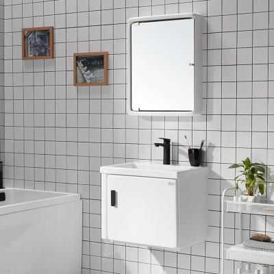 China Small Bathroom Vanity Units Mirror Furniture Cabinet Wall Mounted Solid Modern Environment Friendly Wash Basin White Surface Wash Basin With Mirror for sale