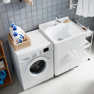 China New Design Environmental Friendly Furniture White Modern Basin Single Tub Laundry Cabinet Laundry Sink Organizers Bathroom for sale