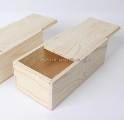 China Pine wood handmade unfinished box sliding lid wood packaging box for wholesale for sale