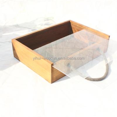 China Sustainable Handle Box Wooden Box With Acrylic Lids for sale