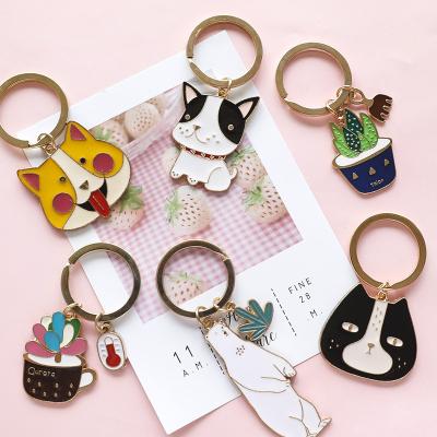 China Wholesale Cute Creative Couples Animal Key Chain Men And Women Cartoon Animal Stainless Steel Key Chain Souvenir Gifts Promotion for sale