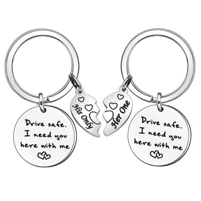 China Souvenir Gifts Promotion New Couple's Day Key Chain Lettering Love Pendant Stainless Steel Metal Love Key Chain for sale