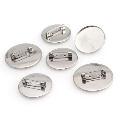 China Custom Vintage Fashion OEM ODM Logo 10pcs/Pack Stainless Steel Brooch 25MM30MM Disc Welding Pin Brooch for sale