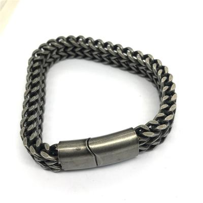 China High Quality Fashion Bangle Wholesale 316 Chunky Double Chain Casting Thick Men's Stainless Steel Bracelet for sale