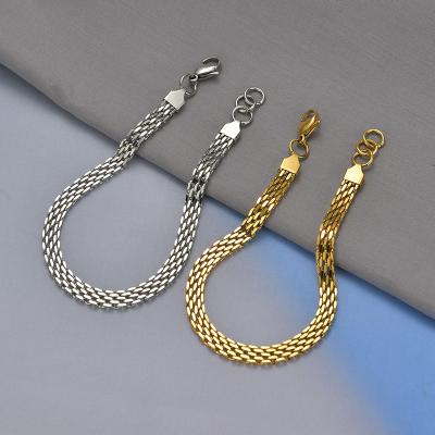 China Fashionable Stainless Steel Titanium Steel Bracelet High Quality Letterable Chain Men's Double Cuban Braided Hip Hop for sale