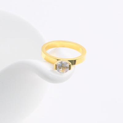 China High Quality Brilliant 304 Stainless Steel Women's Elegant Crown Gold Plated Diamond Ring for sale