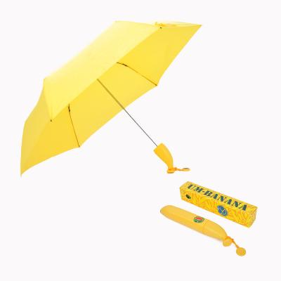 China Modern Cute Portable 3 Fold Banana Umbrellas Umbrella For Kid Mini Small Children Umbrella UV for sale