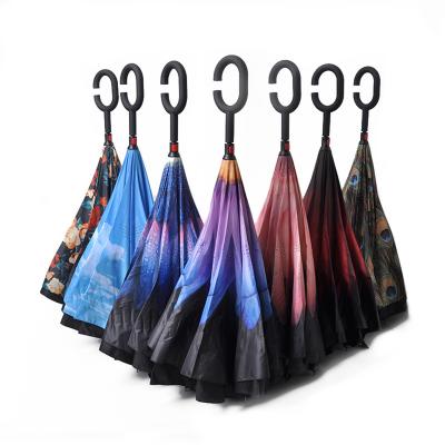 China Hot Selling New Products Folding Store Double Layer Custom Inverted Umbrella for sale