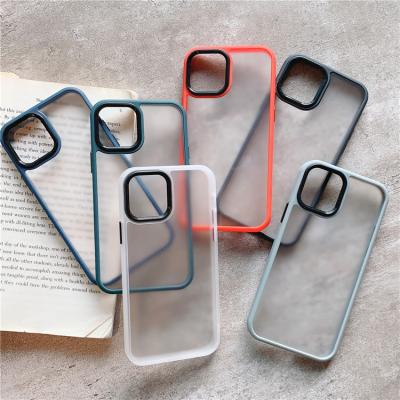 China Hybrid Case Frosted Matte Cover Case With Metal Hybrid Translucent Button For Iphone 11 12 13 Pro Max for sale