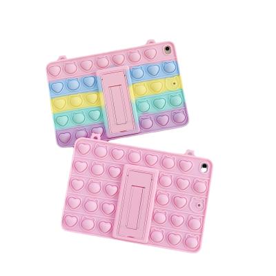 China Anti-falling Unzip Rodent-Killing Pioneer Tablet Cover Rainbow Silicone Bracket Tablet Cover Case For iPad mini 1234 for sale