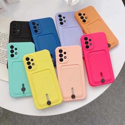 China Anti-fall Fashion Silicone Soft Skin Card Holder Back Cover Wallet Bumper Case For Samsung Galaxy S21 A12 A22 A51 A32 A52 A82 for sale