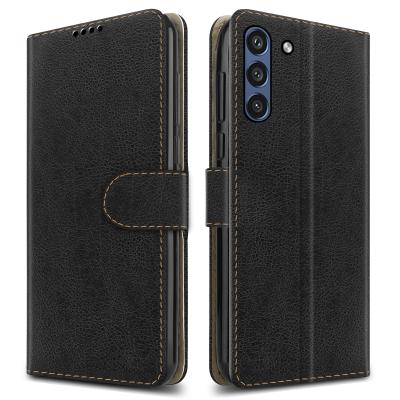 China Custom Leather Flip Cover Phone Case Lychee Skin Anti-fall Card Slot For Samsung Galaxy S21 Fe A52 A72 A12 A22 A32 for sale