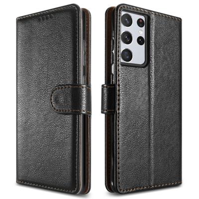 China Anti-drop For Samsung S21 Ultra Case With Card Slot Lychee Leather Flip Cover Phone Case Skin For Samsung S21 plus S21 ultra for sale