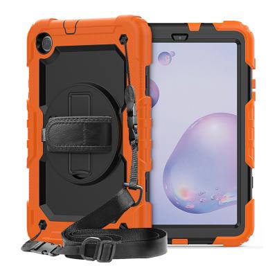 China Full Cover For Samsung Galaxy Tab A 8.4 Kid T307 2020 Tough Silicone Thick Shoulder Strap Rotate Grip Tablet Rugged Case for sale