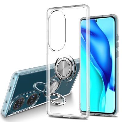 China New Mobile Phone Cover Device Protective Ring Holder TPU Soft Transparent Case For Huawei P50 pro for sale