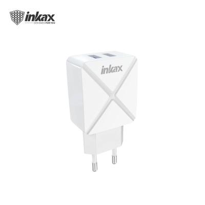 China Inkax 2.1A CD-49 Charger Dual USB EU Plug Portable Mobile Phone Travel Wall Charger Adapter Identify IC for sale