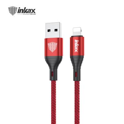 China 2020 New Hot Selling Inkax CK-104-IP 1M 2.1A USB Fast Charging Mobile Phone Cable For iPhone Aluminum Alloy Connector Cotton Braid Jacket Cable for sale