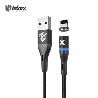 China New 2020 Hot Selling Mobile Phone inkax CK--97-IP Strong Magnetic Cable 1M 2.4A USB Charging Cable For iPhone Metal Connector Braid Jacket for sale