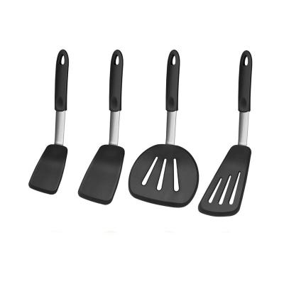 China Disposable Silicone Utensils Set for Cookware Flexible Heat Resistant Wide Spatulas Non-Stick Rubber Turners for Pancake Egg Omelet for sale