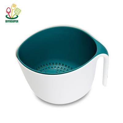 China Sustainable Collapsible Vegetable Strainer Double Colander Bowl Plastic Colander Tools In Kitchen for sale