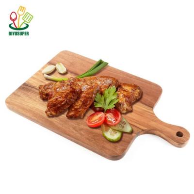 China Disposable Acacia Rectangle Cutting Board Cheese Chopper Breakfast Food Wooden Serving Board for sale