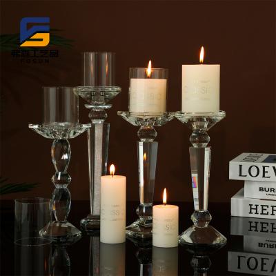 China Crystal Clear Europe Style Low MOQ Wedding Centerpieces Candelabra Wedding Decoration Crystal Candle Holder Factory Price Home Candlestick for sale