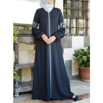 China 85%Cotton Full Coverage Middle East Arabia Dress For Women Plus Size Summer Maxi Muslim Dress Long Sleeve for sale