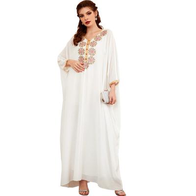 China New Color Polyester Women Clothing Moroccan Dubai Hat and Kaftans Hand-stitched Moroccan Kaftan Diamond Dress Abaya Muslim Dresses for sale