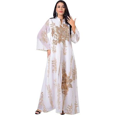 China Polyester Abayas For Islamic Kaftan Abayas Robe Maxi Dress Loose Full Cover Dubai Applique Women Muslim Embroidery Long Sleeve for sale