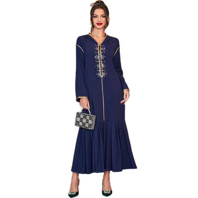 China Polyester Abaya Muslim Dress For Women Dubai Turkey Solid Color Clothing Modest Kaftan Islamic Clothing Muslim Ethnic Dress for sale