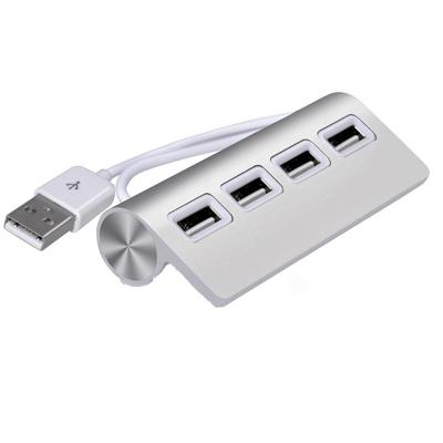 China Aluminum USB 2.0 Hub USB 2.0 Hub 4 Silver Aluminum Left Port Multiple 4 Port Portable Hub USB 2.0 For Laptop Switch for sale