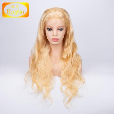 China 10A Factory Price Grade Silky Straight Brazilian Hair Elastic Band Human Hair Blonde 613 Full Lace Wig Hair for sale